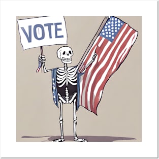 Skeleton Vote American Flag Posters and Art